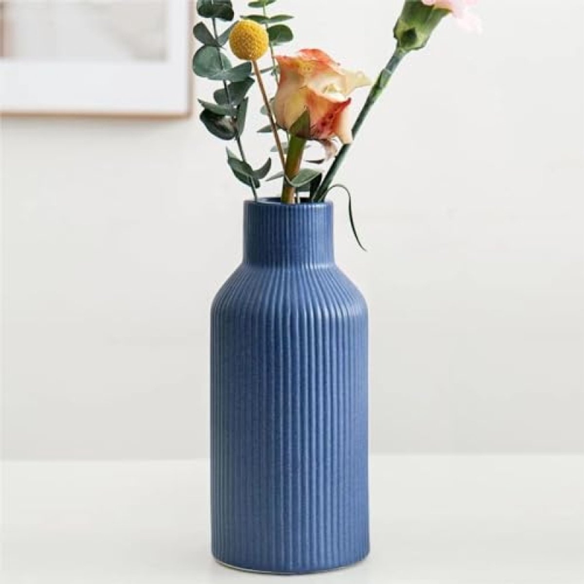 Keramische vaas voor pampasgras, kleine decoratievaas voor eettafel, boekenkast, schoorste