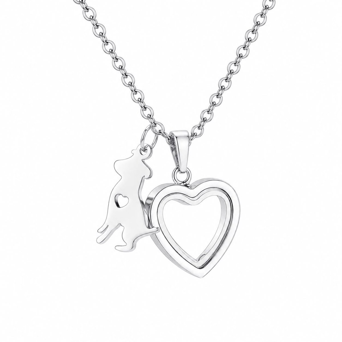 Ashanger Hart & Hond | Ashanger A Dogs Memory | Zilver | Ashanger met Hondenbedeltje en Hart | Ashanger Hond | Petshop Seven