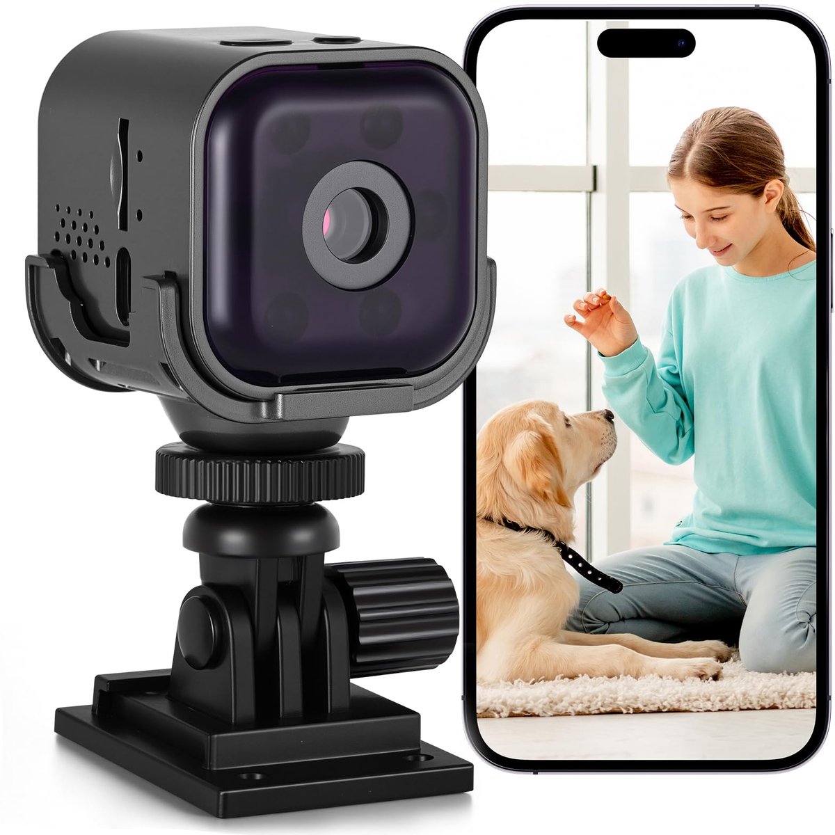 SnelShoppen - Mini Draadloze Camera HD 1080p met Nachtzicht, Bewegingsdetectie, Tweerichtingsaudio voor Binnen en Buiten, Wifi 2,4G Bewakingscamera