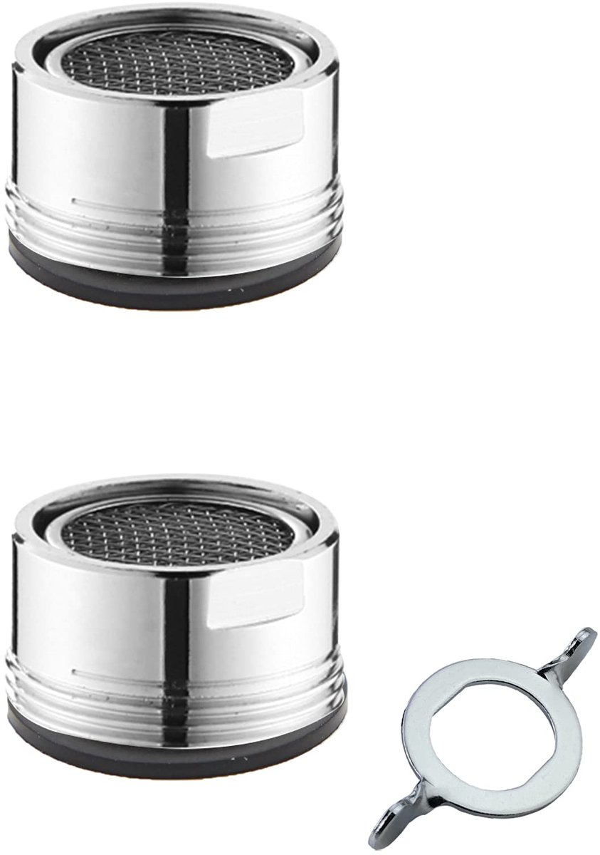 Dailygoods- Waterkraan Zeef - Perlator - 2 Stuks - Afdichtingen - Verchroomd Messing - Duurzaam en Waterbesparend - Kraanbeluchter