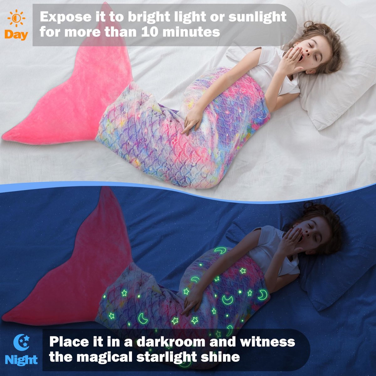 Dailygoods - Classy Mermaid Tail Wearable Blanket - Flanellen Fleece - Kids