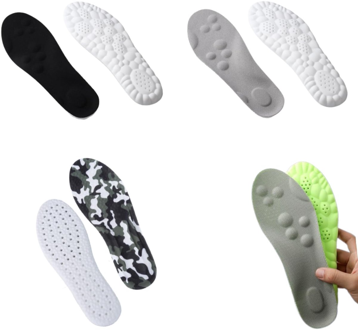 Dailygoods - 4 Paar Ademend Inlegzolen voor Werkschoenen - Voor Voetpijn en Platvoeten (43-44)