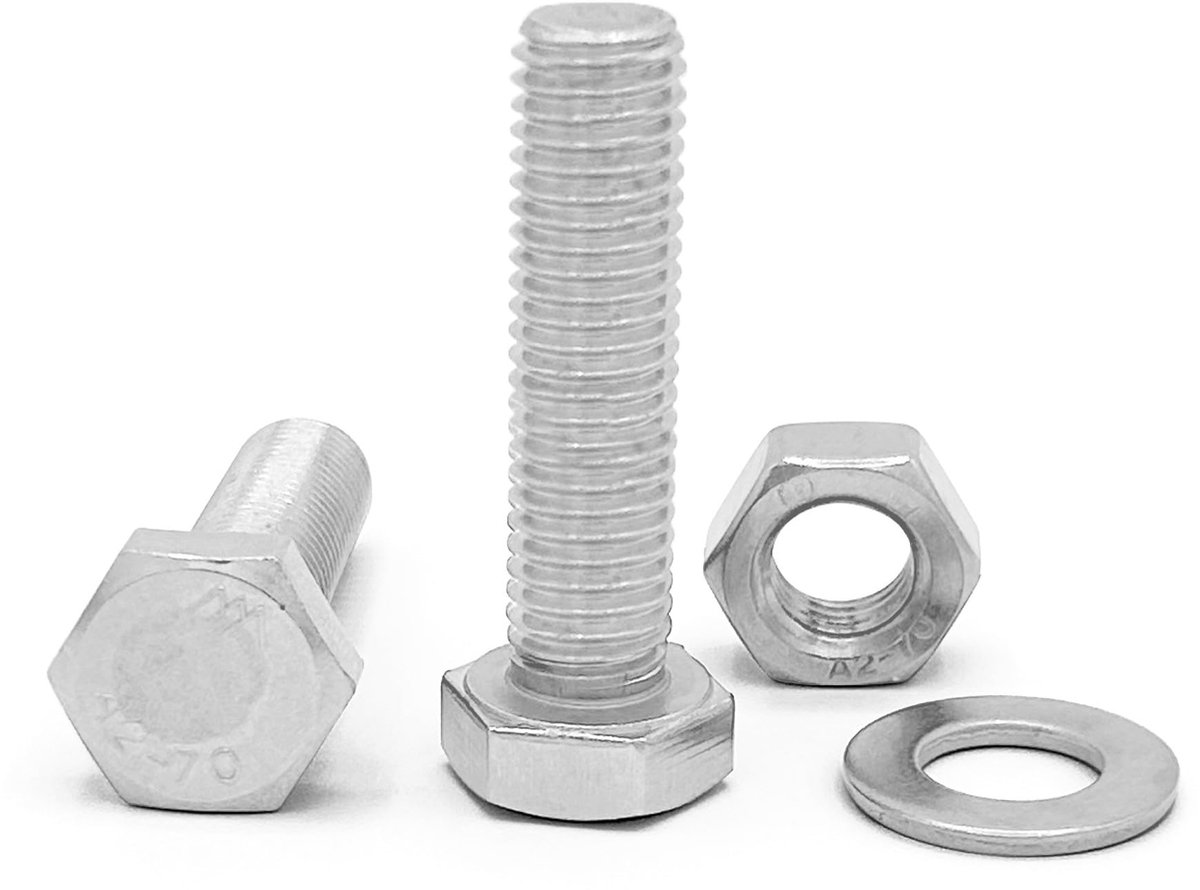 Dailygoods - M6 x 16 mm Zeskantbouten Set - Inclusief Moeren en Ringen
