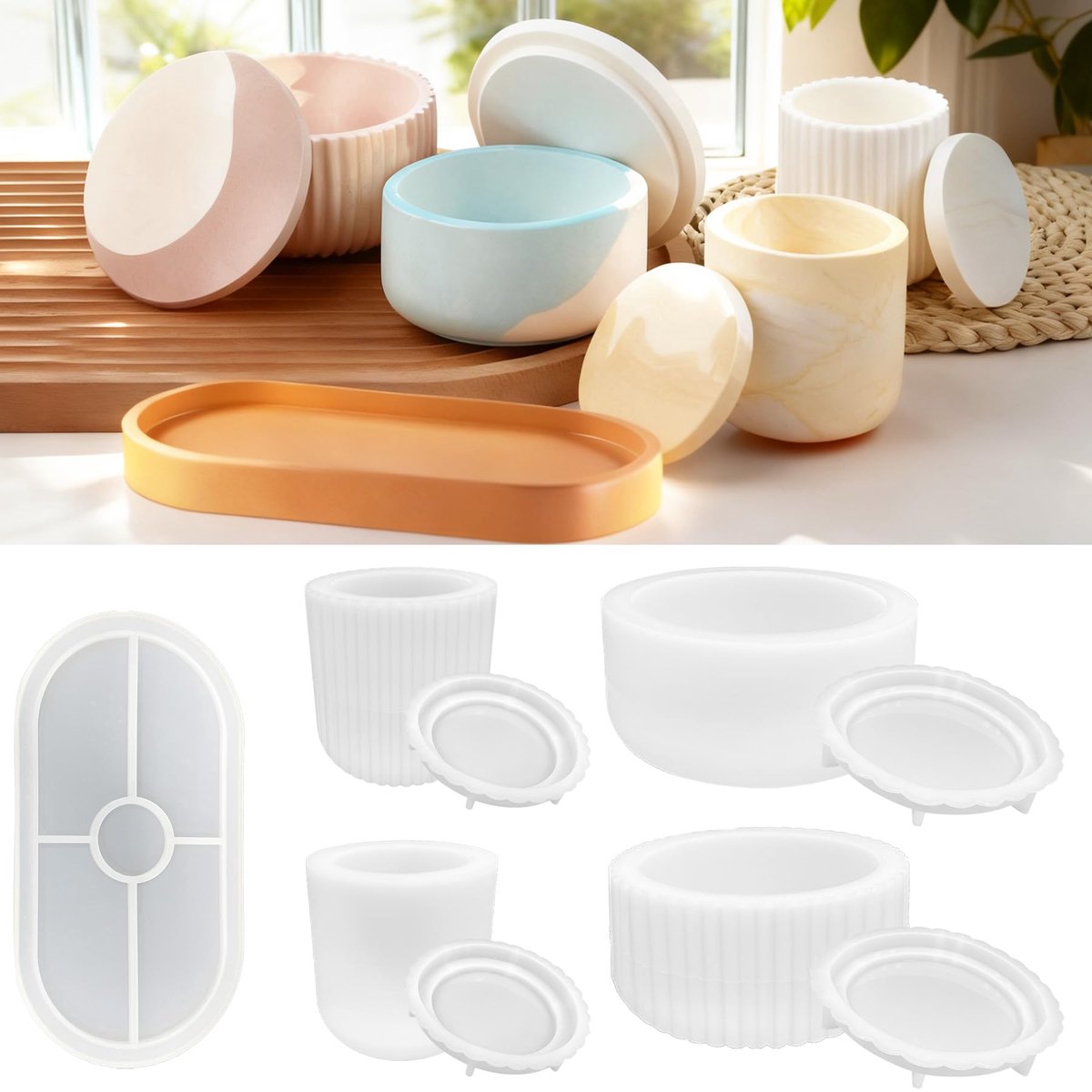 Dailygoods - 5 Stuks Silicone Resin Moulds - Vaas en Decoratieve Ornamenten