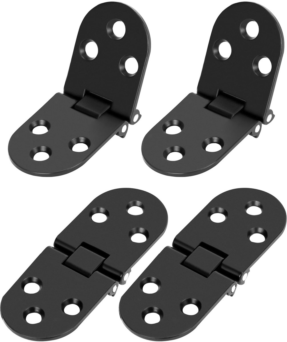 Dailygoods - 4 Stuks Zwart Opklapbaar Scharnier 180 Graden - Roestvrij Zinklegering