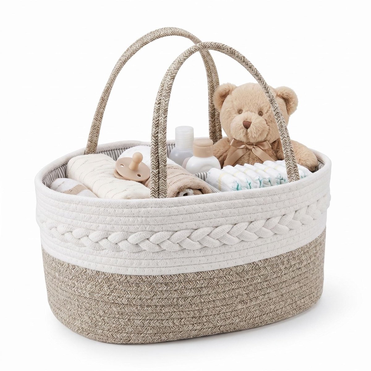 Dailygoods - Luiercaddy - Draagbare Katoenen Opbergmand voor Babybenodigdheden