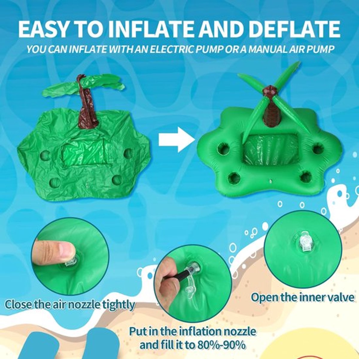 Drankhouder Drijvend - Opblaasbare Drankhouder - Kokosnootboom Vorm - PVC-Materiaal - 90x58x50 cm - Zomerse Poolparty Accessoire - Drijvende Drinkhouder