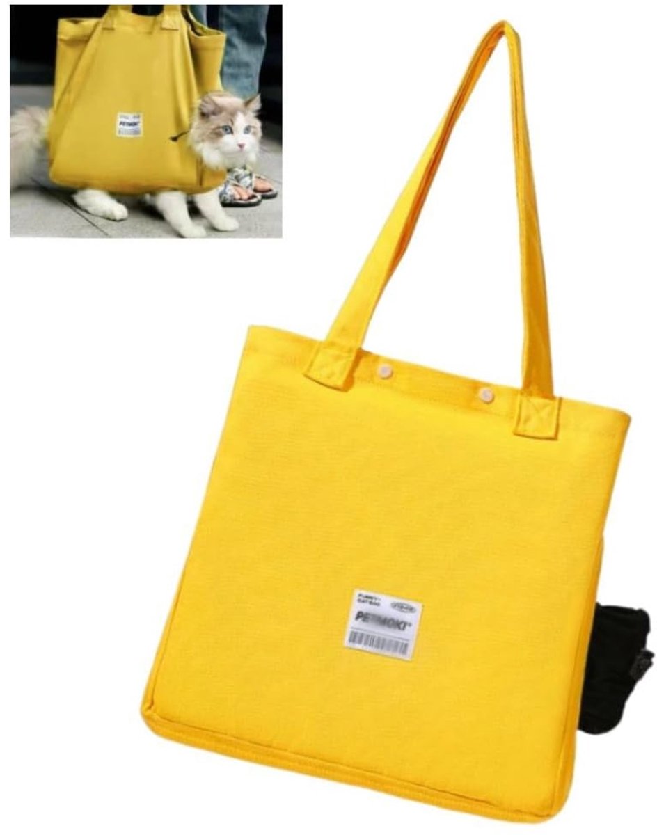 Dailygoods - Gele Transporttas voor Katten - Draagbare Canvas Schoudertas voor Kleine Honden