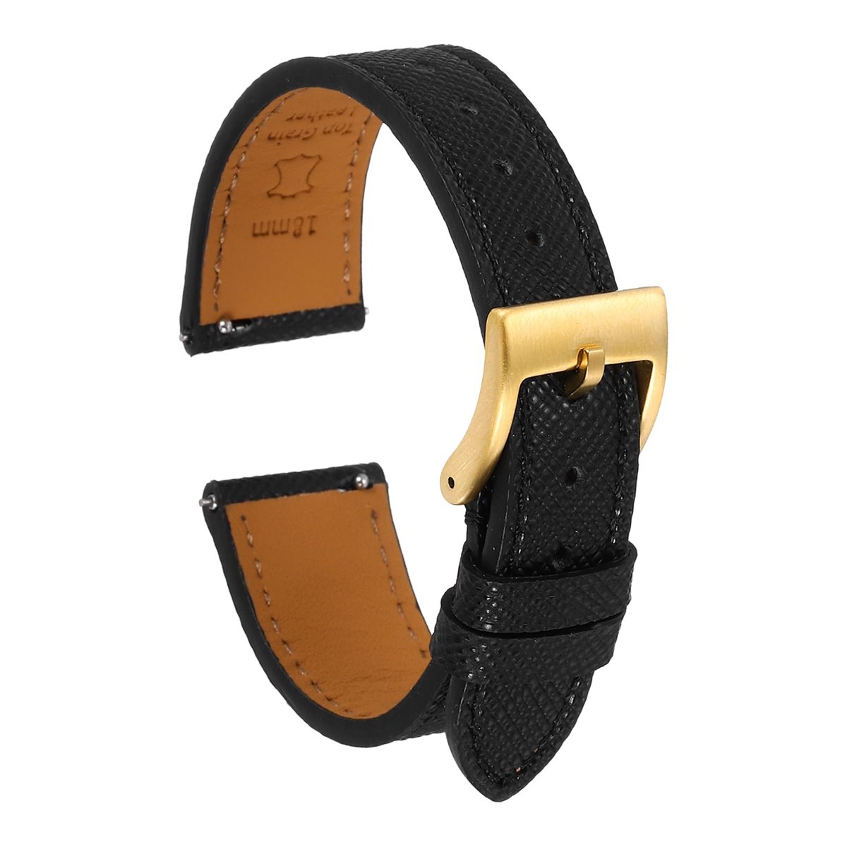 Dailygoods - Echte Leren Horlogeband 18mm - Snelle Vervangingsarmband met Roestvrijstalen Gesp