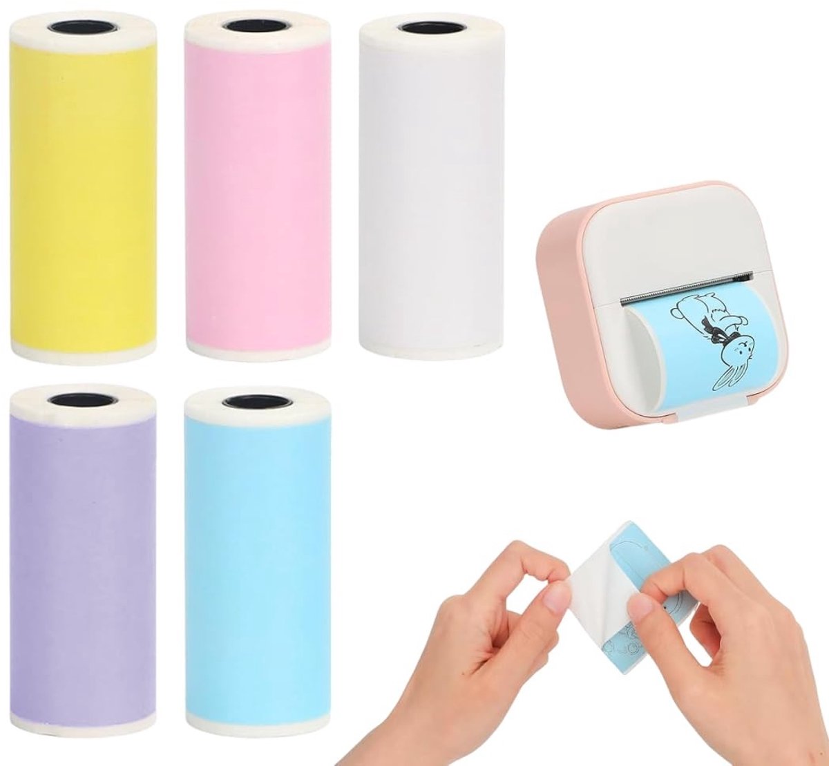 Dailygoods- Thermisch Papier 5 Mini Rollen - Zelfklevende Printerstickers - Thermopapier voor Kindercamera - Waterdicht en Krasbestendig - Hoogwaardige Kwaliteit