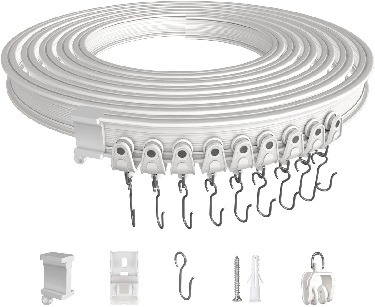 Dailygoods - Gebogen gordijnrail - Flexibele gordijnrail - Ideaal voor plafondmontage - 10 meter - Ruimteverdeler - Geschikt voor kamers en kantoren