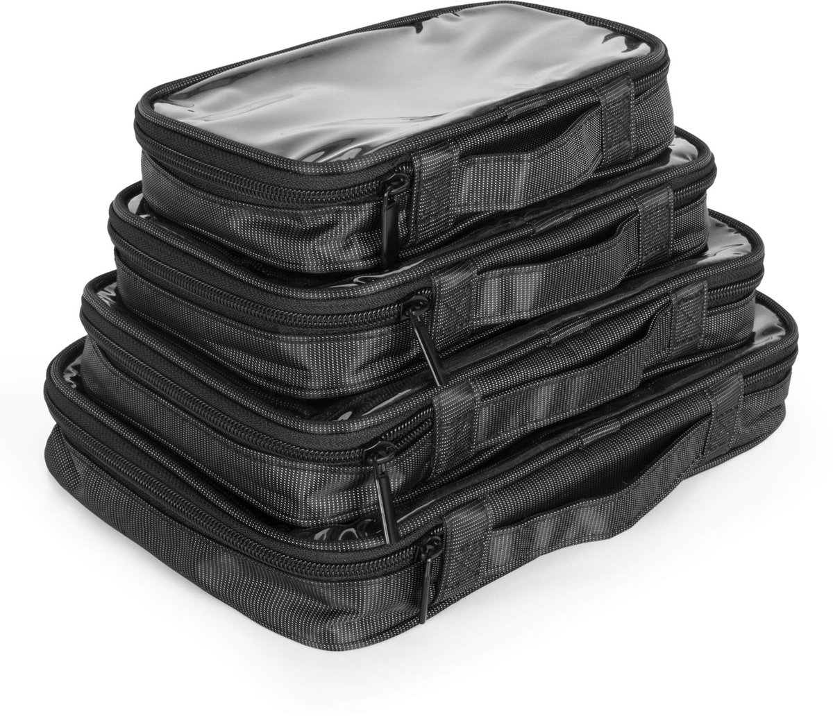 Dailygoods - 4-delige Transparante Toilettas voor Reizen - Zwart