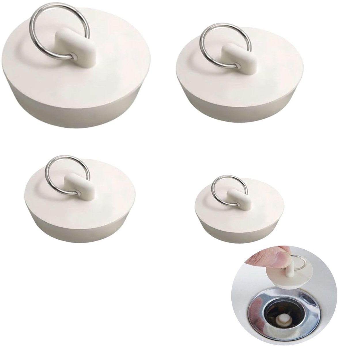 Dailygoods- Afvoerstoppen Universeel - Rubber - 4 Maten - Voor Keuken/Badkamer - Geschikt voor 1-1/8 tot 2 Inch - Hoogwaardig Materiaal - Afvoerplug