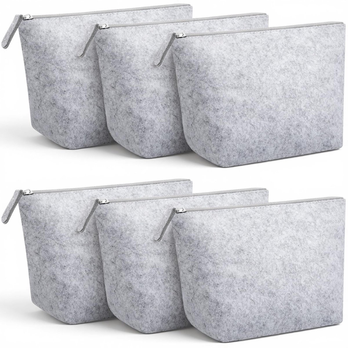 Dailygoods - 6 Stuks Blanco Toilettas van Vilt - Gepersonaliseerde Reistoilettas