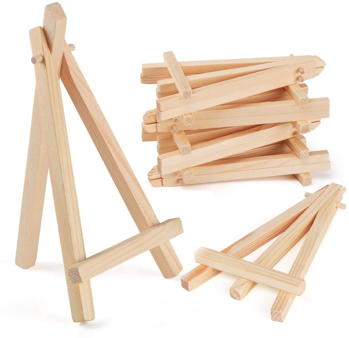 Dailygoods - Set van 20 Mini Houten Easels - Voor Kaarten, Foto's en Kunstwerken - 15 x 8 cm