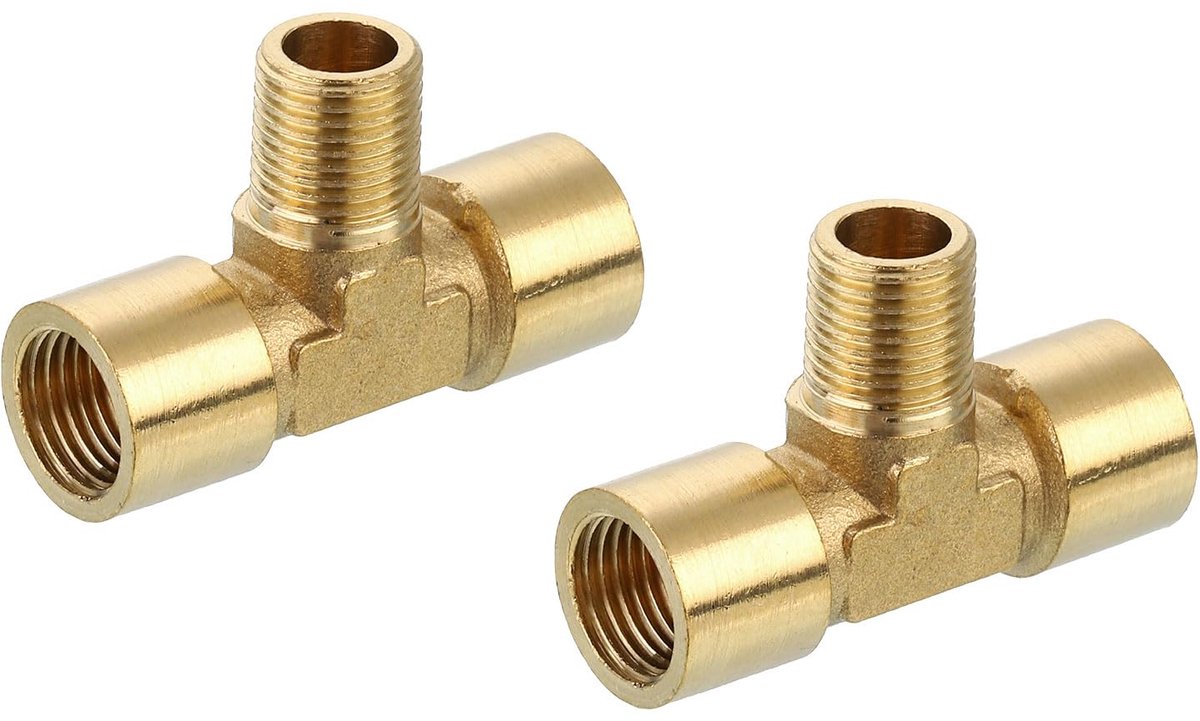 Dailygoods - Messing T-Connector 1/8" - 3-Weg T-Stuk voor Gastransport - 2 Stuks