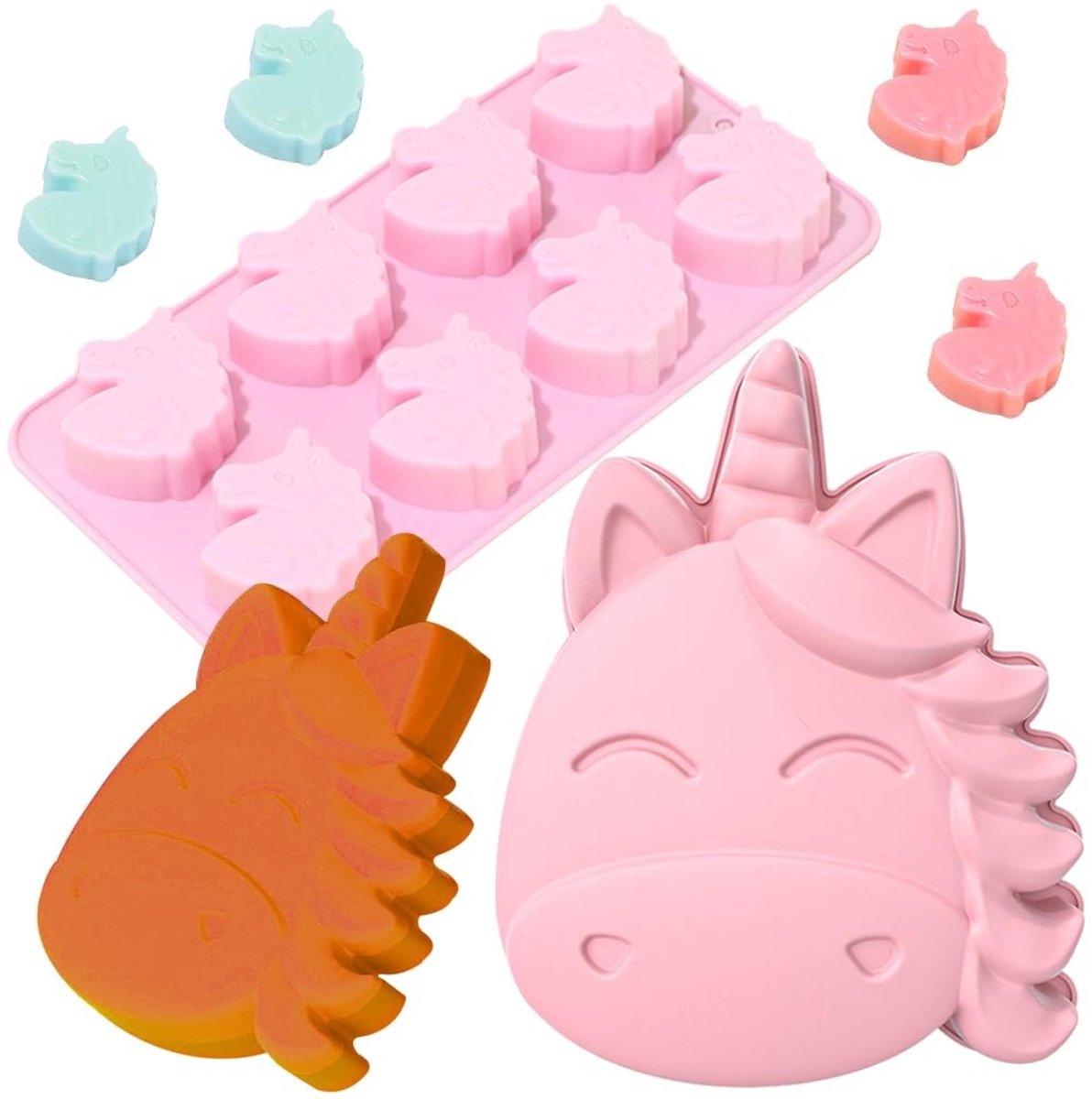 Dailygoods - 2 Stuks Unicorn Silicone Bakvormen voor Cake en Chocolade