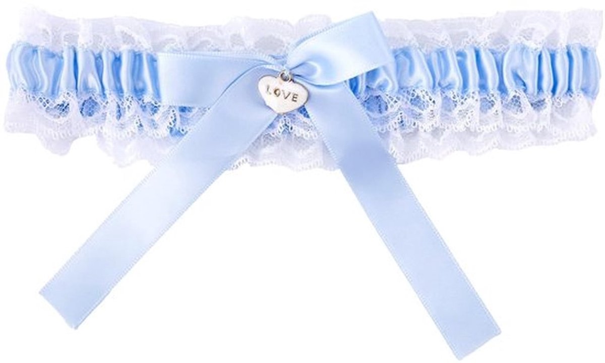 - Kant Bruids Kousriem - Aqua Blauw - Perfect voor Bruiloften - Elegante Kousriem - Vrijgezellenfeesten - Mooi Accessoire - Aqua