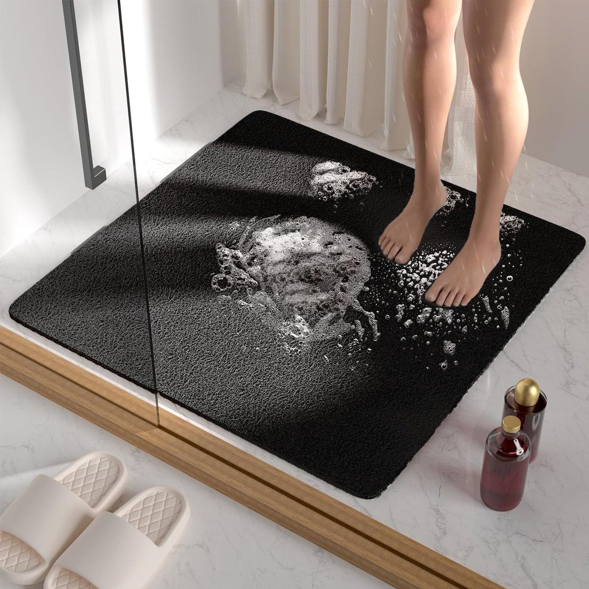 Dailygoods - Antislip Douchemat met Afvoergaatjes - Zacht PVC - 80x80cm