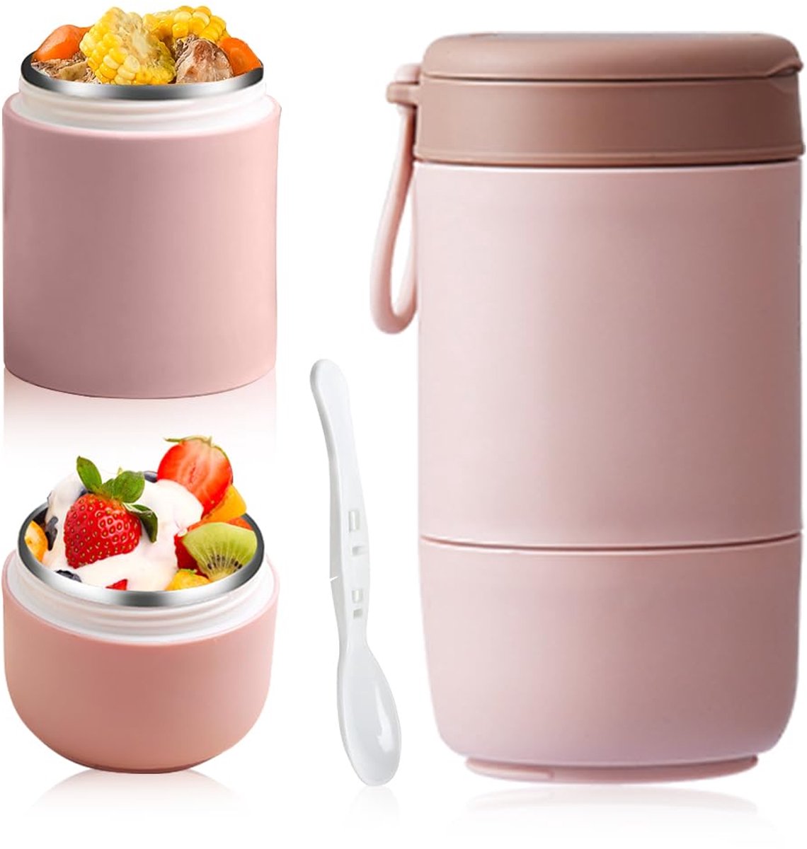 Dailygoods - Praktische Yogurtbeker met Lepel - Lekvrij en Geschikt voor Magnetron