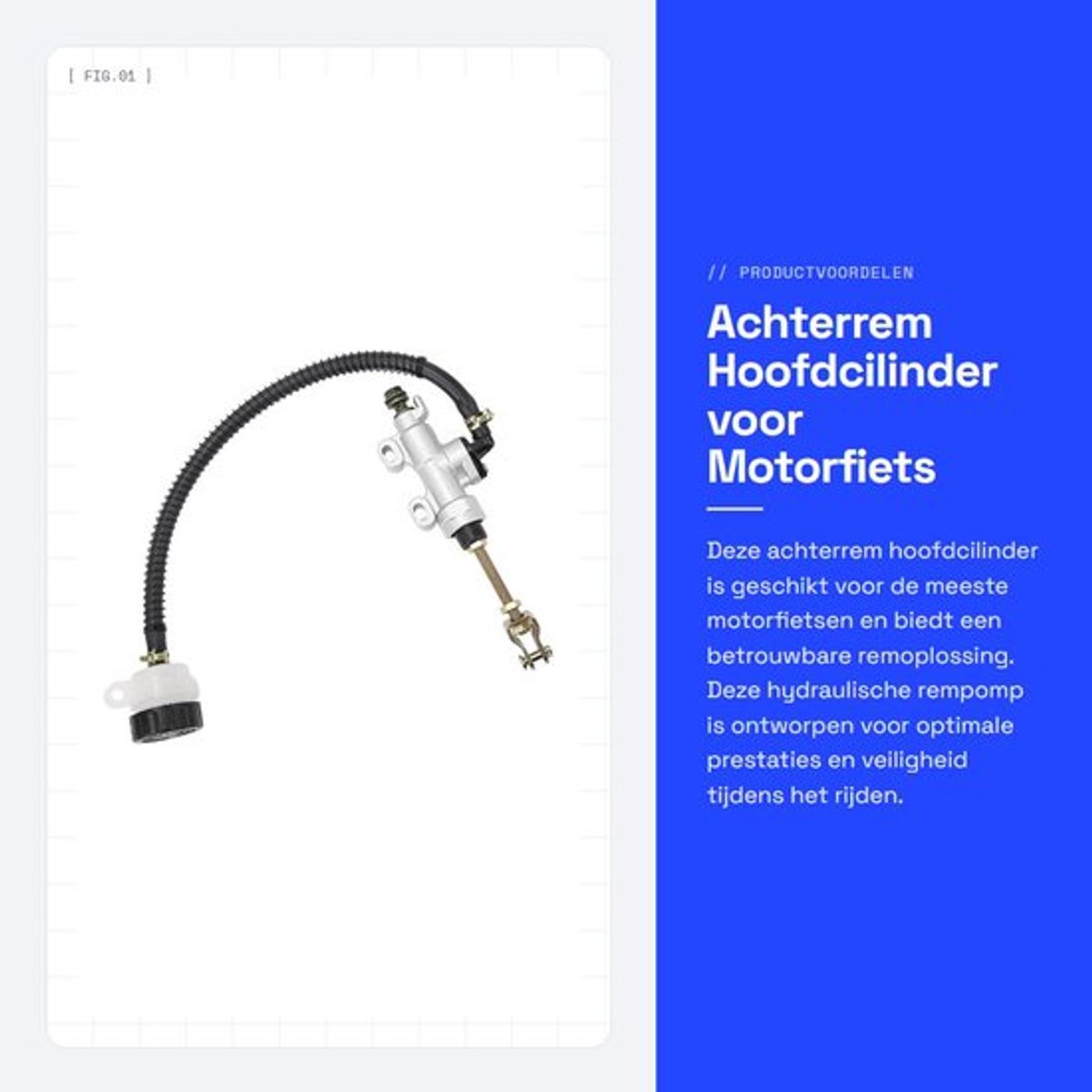 Achterrem Hoofdcilinder Zilveren Hydraulische Rempomp - Voetrempomp - Geschikt voor Motorfietsen - Aluminiumlegering - Kwaliteitsborging - Snelle Levering