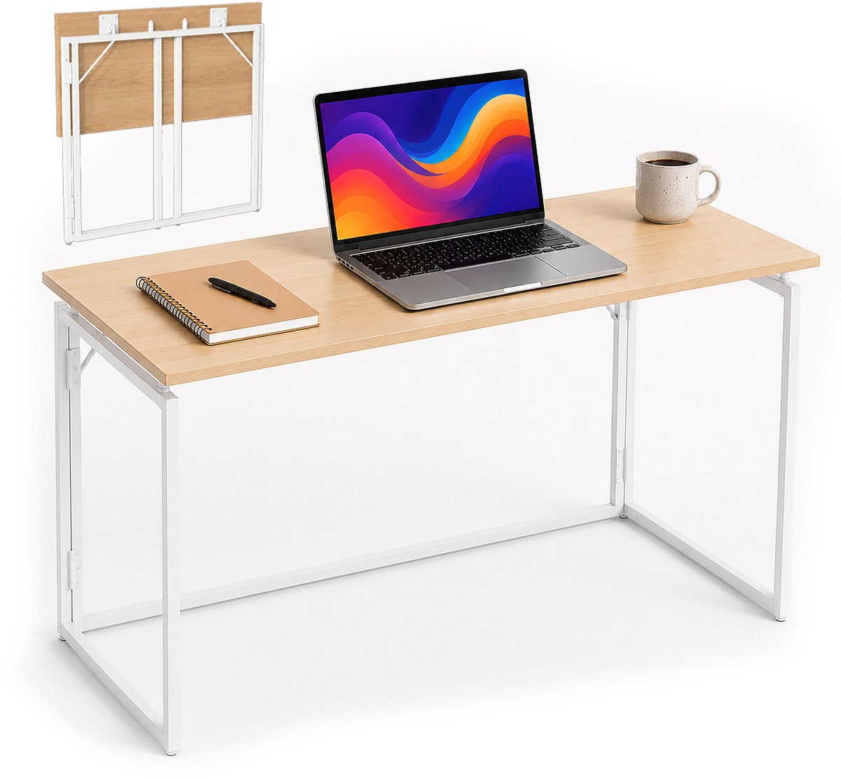 Bureau inklapbaar - 100x50 cm - natuur-wit