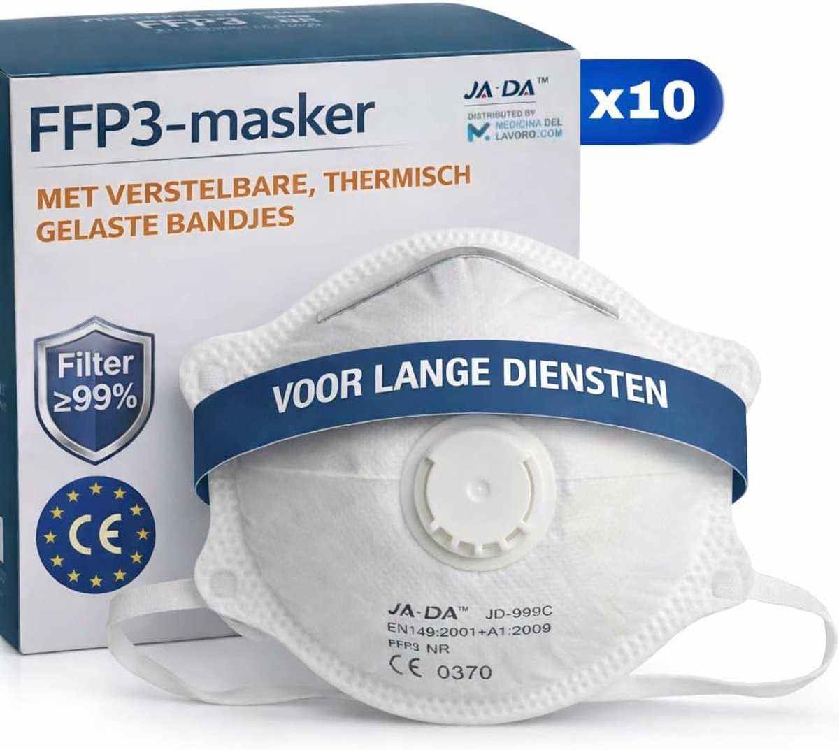 SnelShoppen - 10x FFP3 Mond- en Neusbeschermingsmasker, 5-laags met Ventiel, Stof- en Deeltjesbescherming, BFE-filterefficiëntie ≥ 99%, Ademhalingsmas
