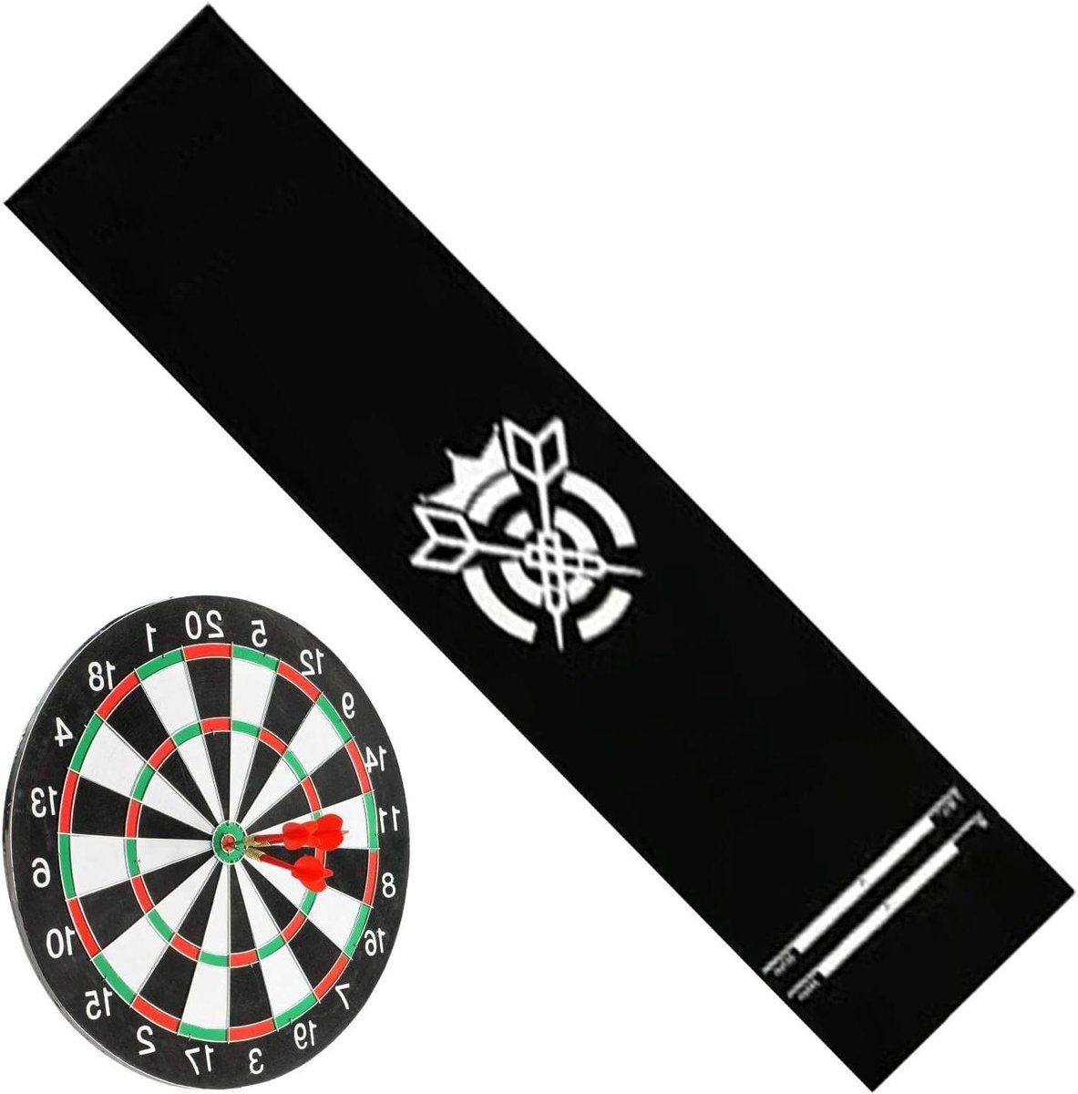Dartmat met Werplijn - Beschermende Dartmat - Thuis Entertainment - Antislip Vloerbescherming - 34x300 cm - Zwart en wit