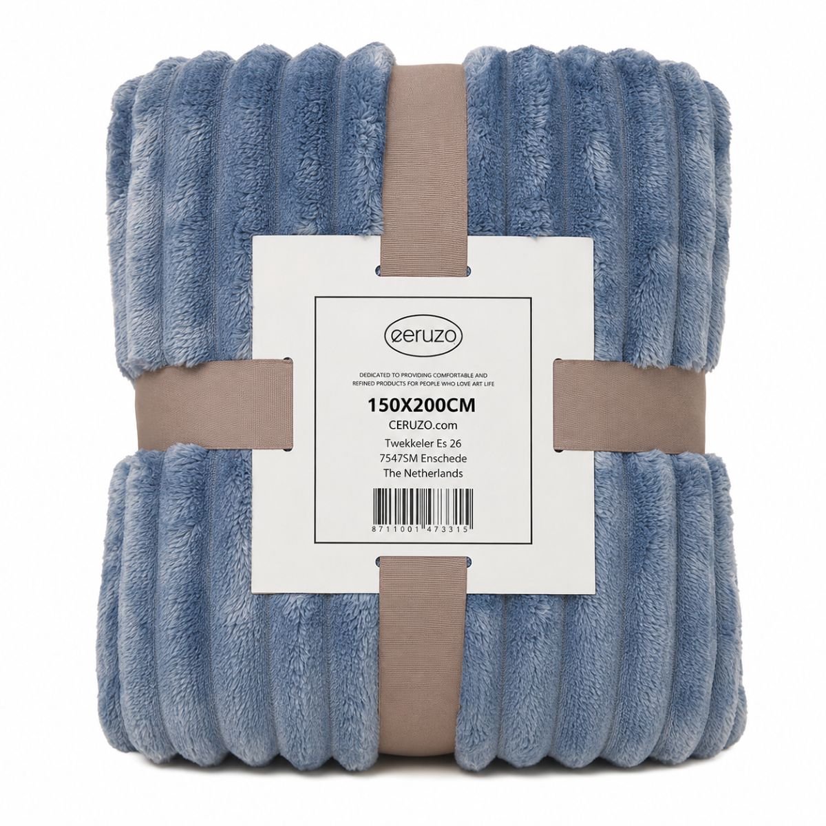 Ceruzo Fleece Deken 150x200 cm – Denim Blauw –Zachte Plaid -Woondeken
