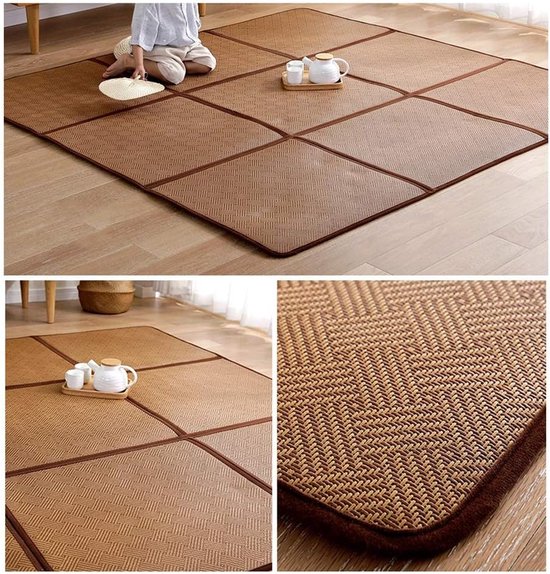 Opvouwbare Tatami Mat - Bamboe Tapijt Studentenkamer - Koel Slapen - Ademend en Zacht - 83 x 83 cm — afbeelding 2