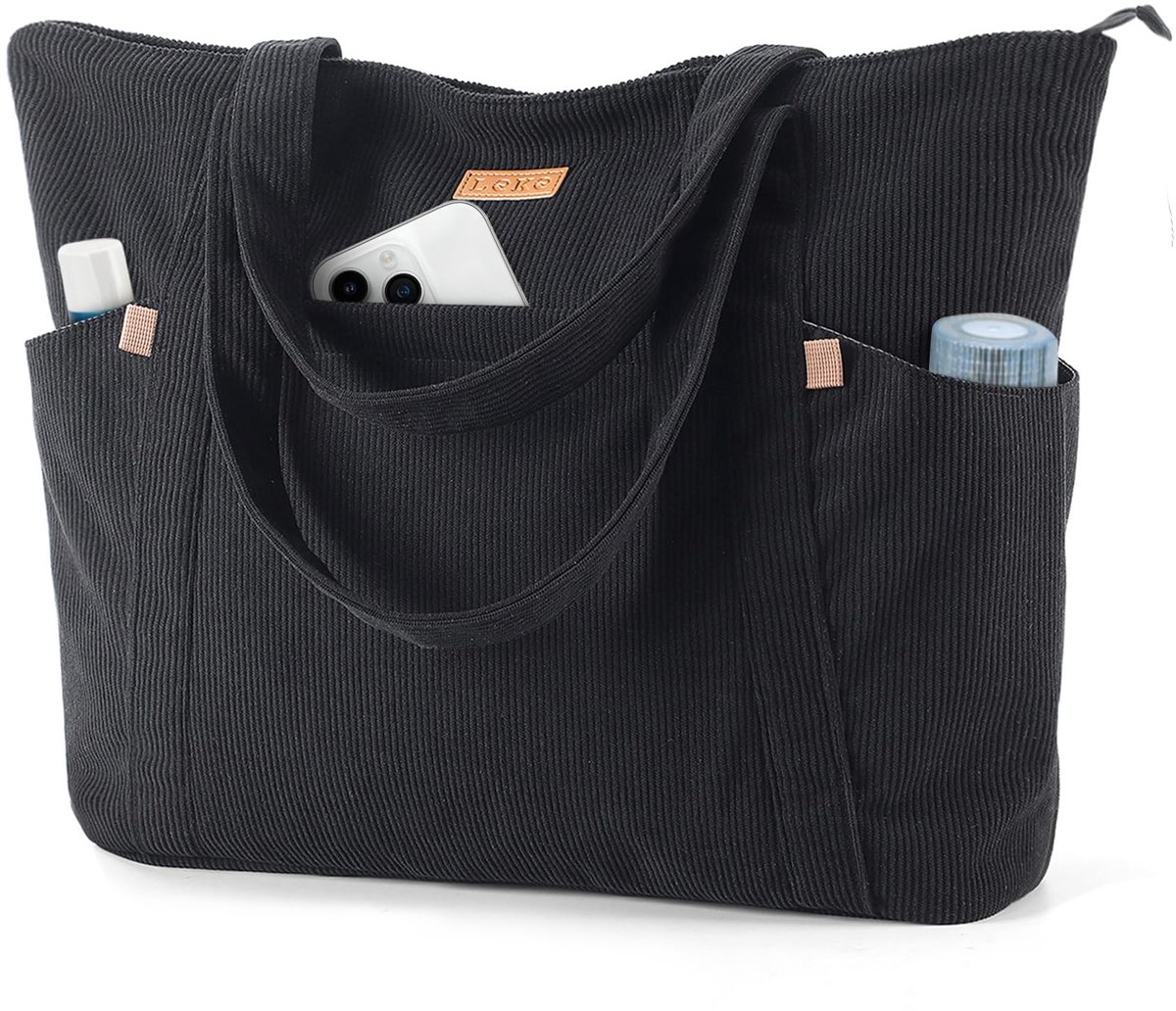 SnelShoppen - Zwarte Lekespring Handtas Shopper Tas Dames, Small - Stijlvolle, Praktische Schoudertas voor Dagelijks Gebruik, Perfect voor Feest, Werk