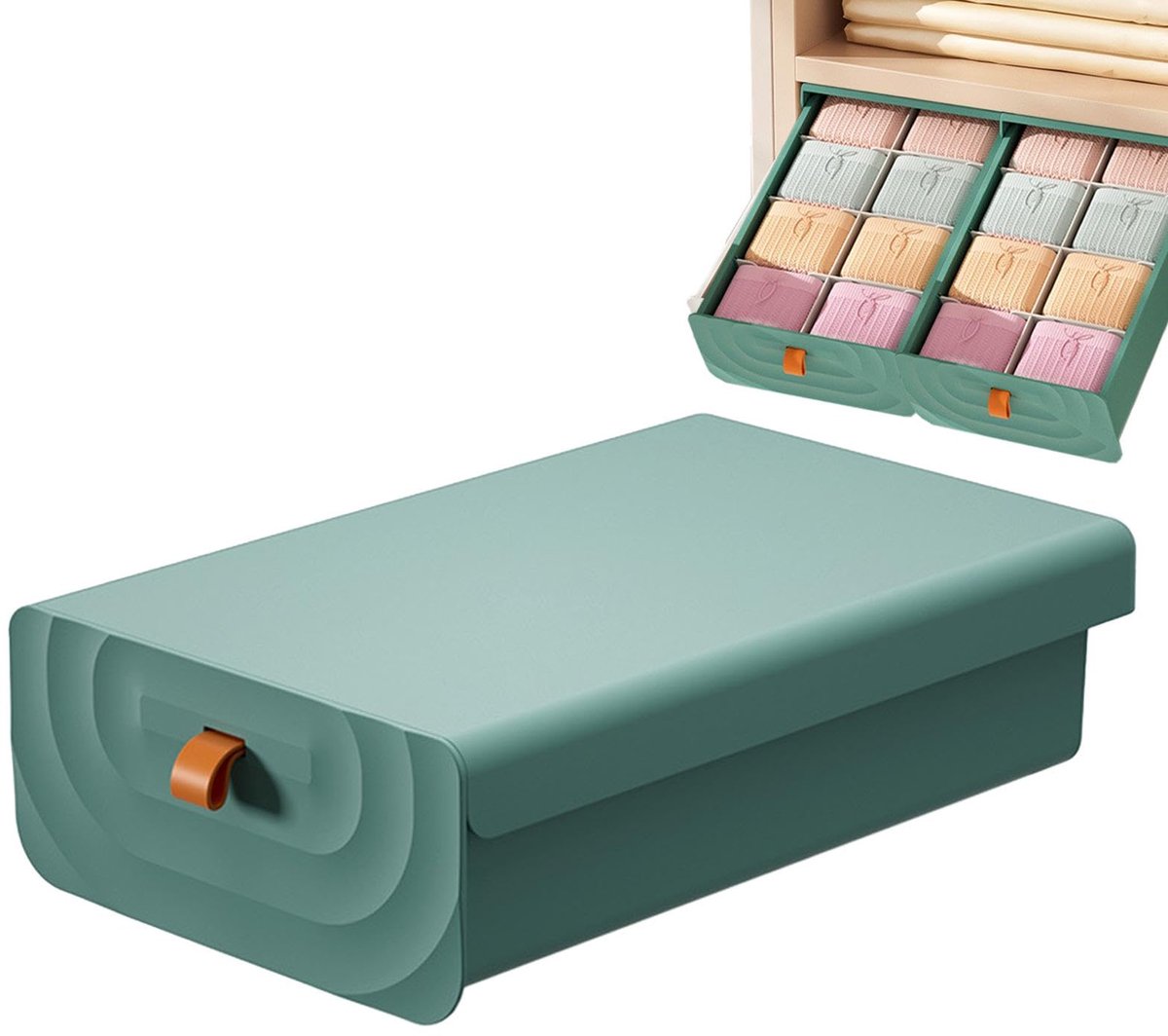 longziming -Lade Organizer met Verstelbare Vakken - Opbergbox voor Ondergoed, Sokken, Bh's en Accessoires - Opvouwbare Kastorganizer - 29,6 × 18,5 × 8,5 cm - 1 Stuk