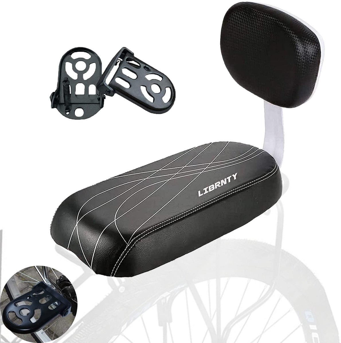 SnelShoppen - Inklapbaar Fietsachterzitje met Voetensteun, Achterzitkussen, Armleuning voor Kinderen en Vrienden, Ideaal voor Fietstochten, Lichtgewic