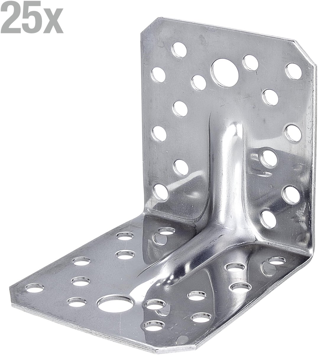 SnelShoppen - Hoekanker Extra Sterk RVS - 105x105x90 mm - Set van 25 - Perfect voor Tuin, Bouwprojecten en Meubelmontage