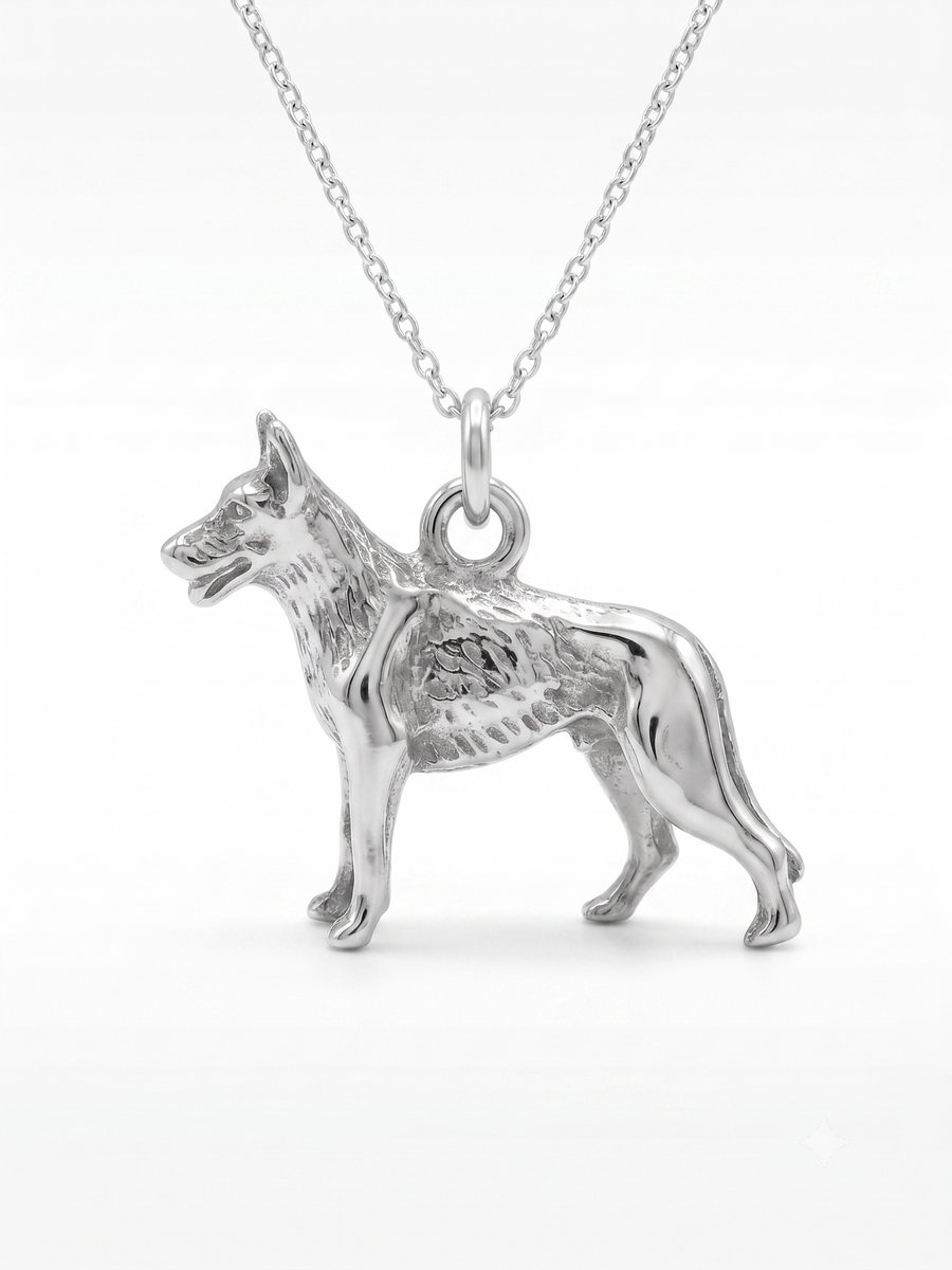 Zilveren Honden Hanger - Herdershond - Massief 925 Zilver - Bedel Hond / Duitse Herder - Exclusief Ketting
