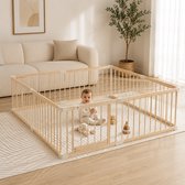 Lucellia® Houten Grondbox Baby XXL 180x200 cm – Vast Model Speelbox Hout – Kinderbox, Kruipbox, Playpen, Babypark & Baby Box – Prime Wood Beige
