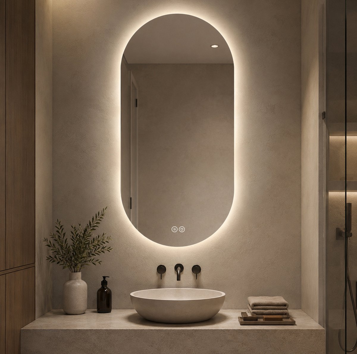 Spiegel Anti Condens Wandspiegel 60 Bij 120 Cm Met Led Verlichting 3 Lichtkleuren Dimbaar Glas Metaal Zilver Voor Badkamer
