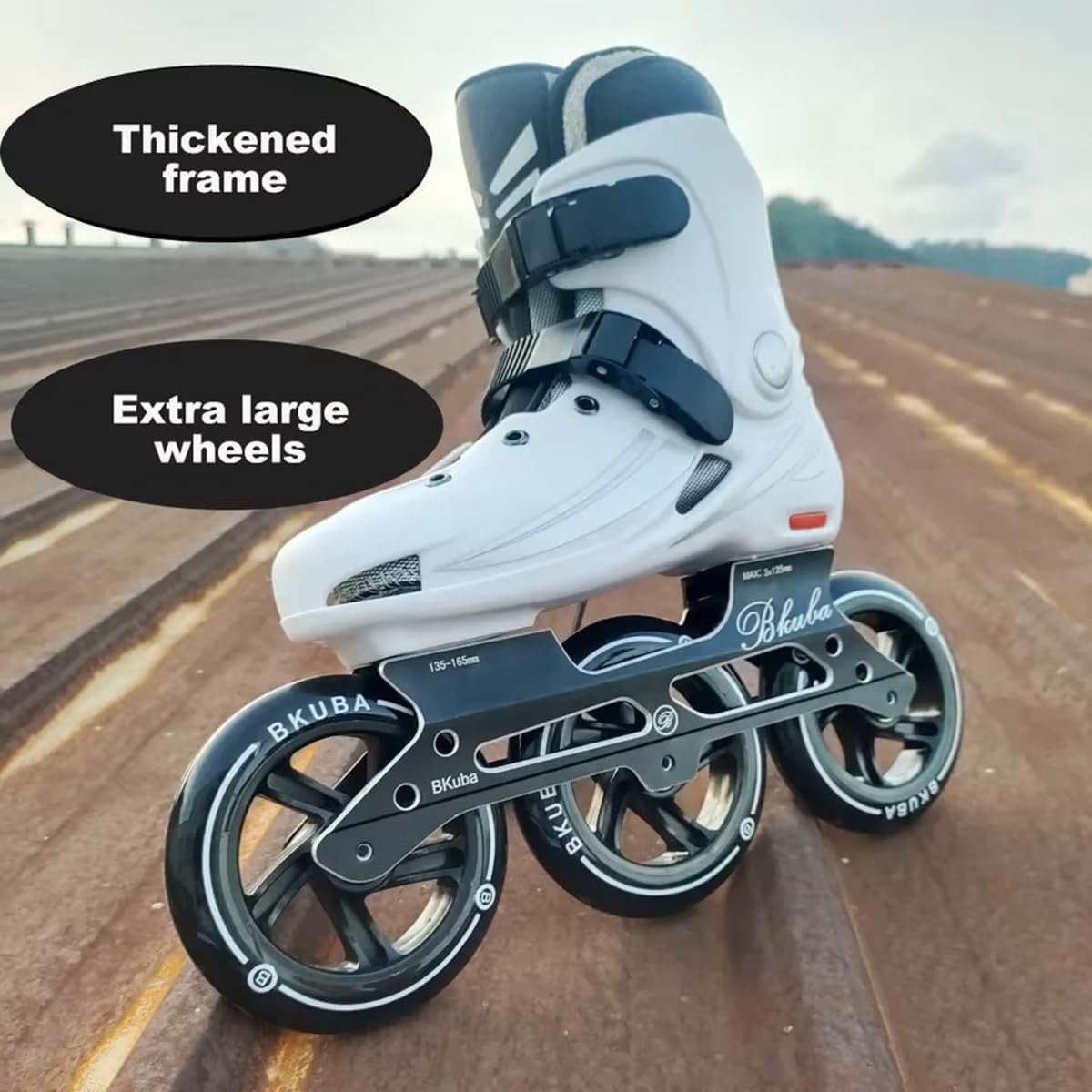 Driewiel rolschaatsen - Inline skates - Snel skaten - 125mm PU wielen - Maat 42 - Zwart