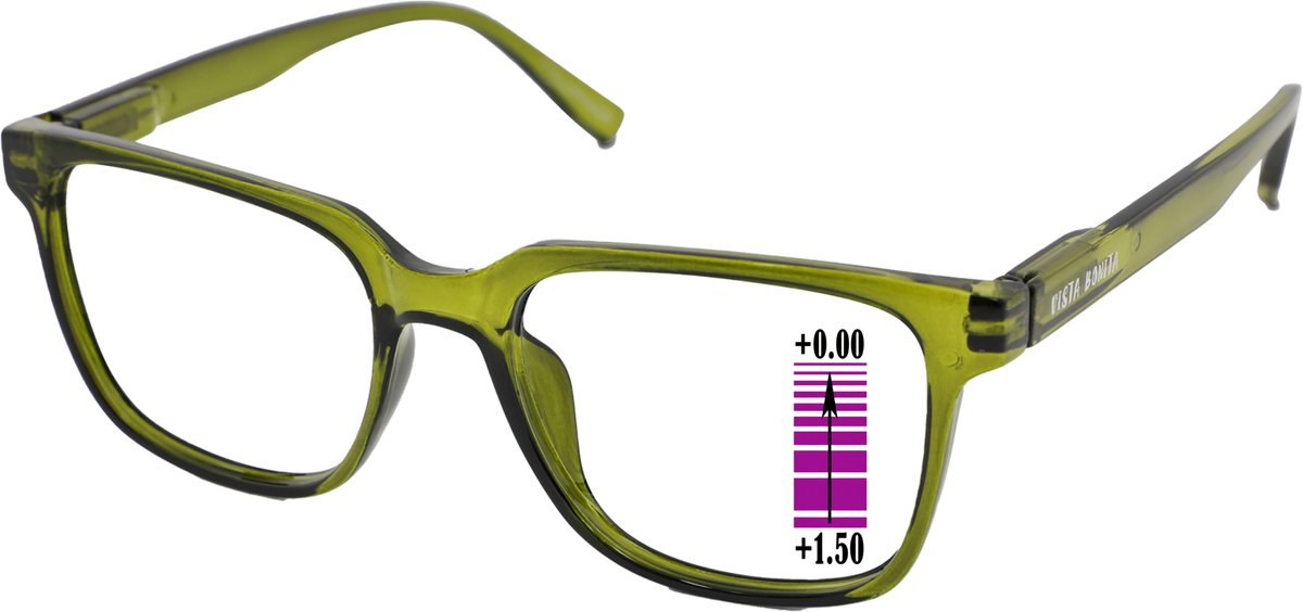 Leesbril-Vista-Bonita-Cubo progressief-Army Green-+1.50