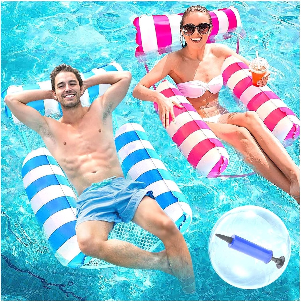 Dailygoods - 2 Stuks Opblaasbare Water Hammock - 4 in 1 Lounge voor Zwembad