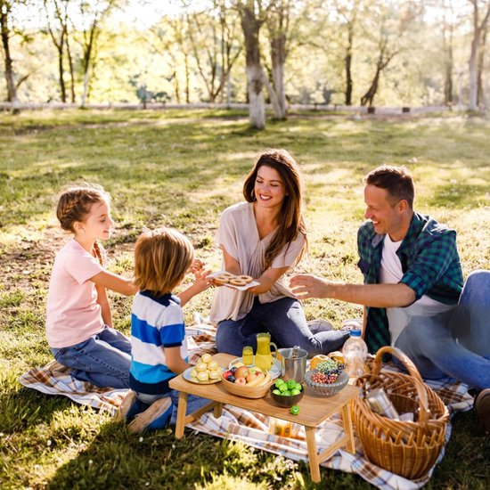 Opklapbare Bamboe Tafel - Lage Camping Bijzettafel 57 x 34,3 x 22,3 cm - Bodemtafel voor Binnen & Buiten - Lichtgewicht 2,8 kg - Multifunctionele Outdoor Tafel — afbeelding 4