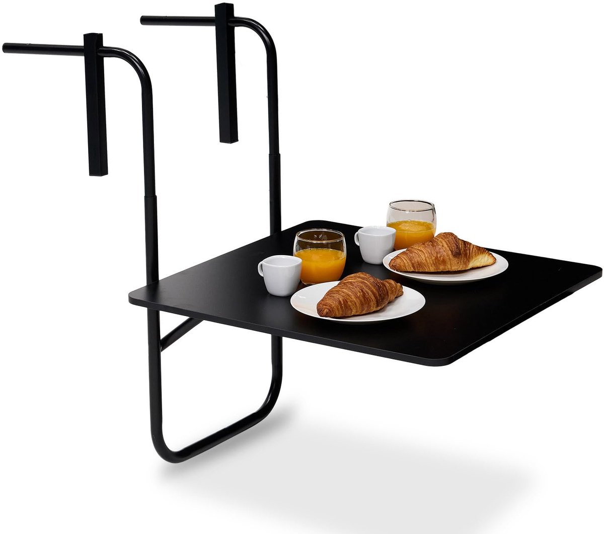 Dailygoods - Inklapbare Balkontafel 60 x 60 CM - Verstelbaar en Hangend - Zwart