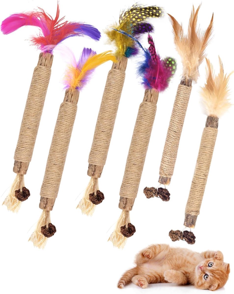 Dailygoods - Kattenkruid Sticks - 6 Stuks voor Tandverzorging en Speelplezier