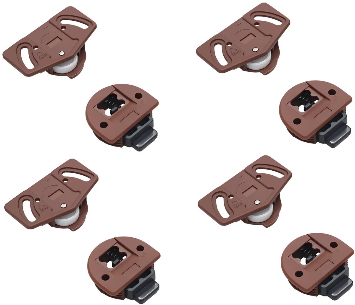 Dailygoods- Schuifdeuren 4 Paar - Kastwielen - Vervanging voor Roldeur - Geleiding voor Inbouwkasten - Roestvrij en Corrosiebestendig - Eenvoudig te Bevestigen - Kastdeuren