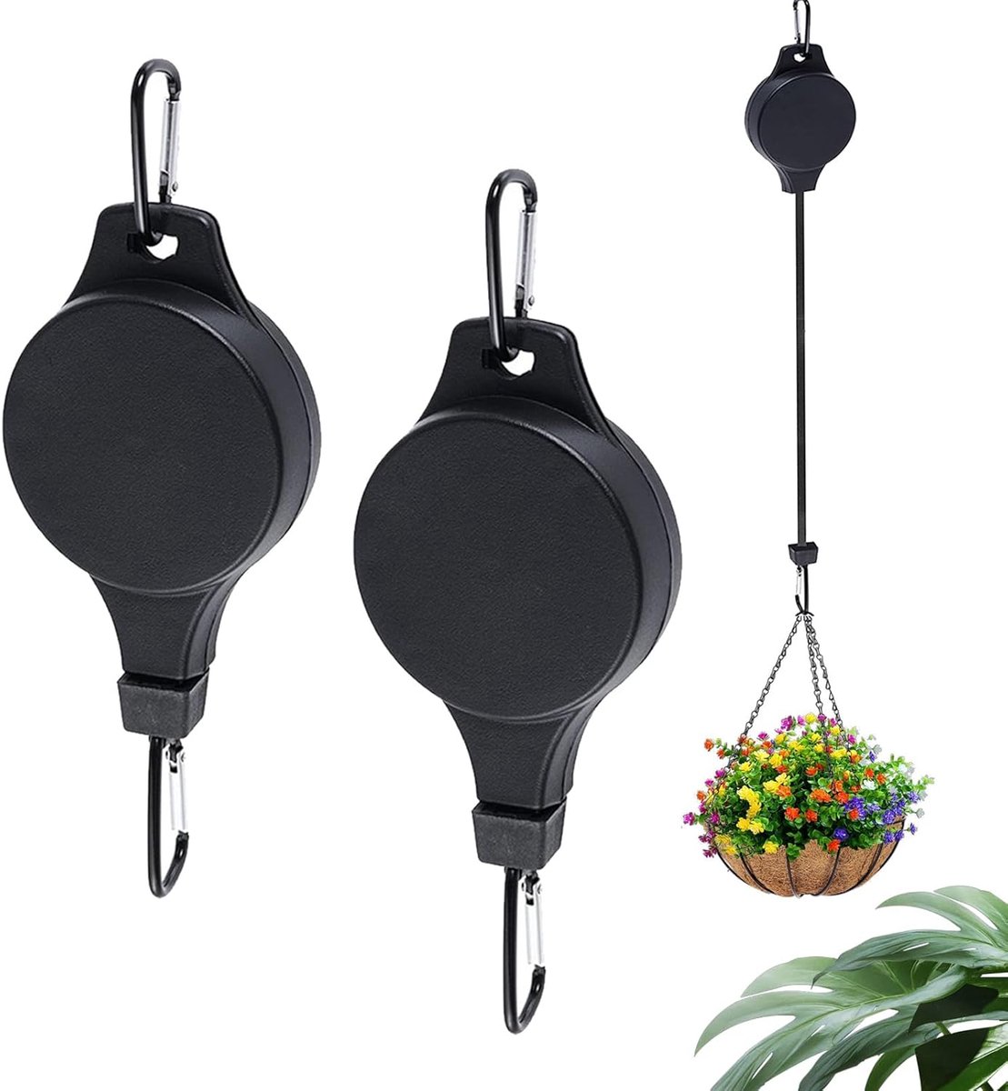 4 Stuks Opknoping Mand Katrol, Intrekbare Opknoping Mand Katrol, Intrekbare Katrolhaak, Trek Plant Katrol voor Hangende Planten Manden, Planten Groeien Licht