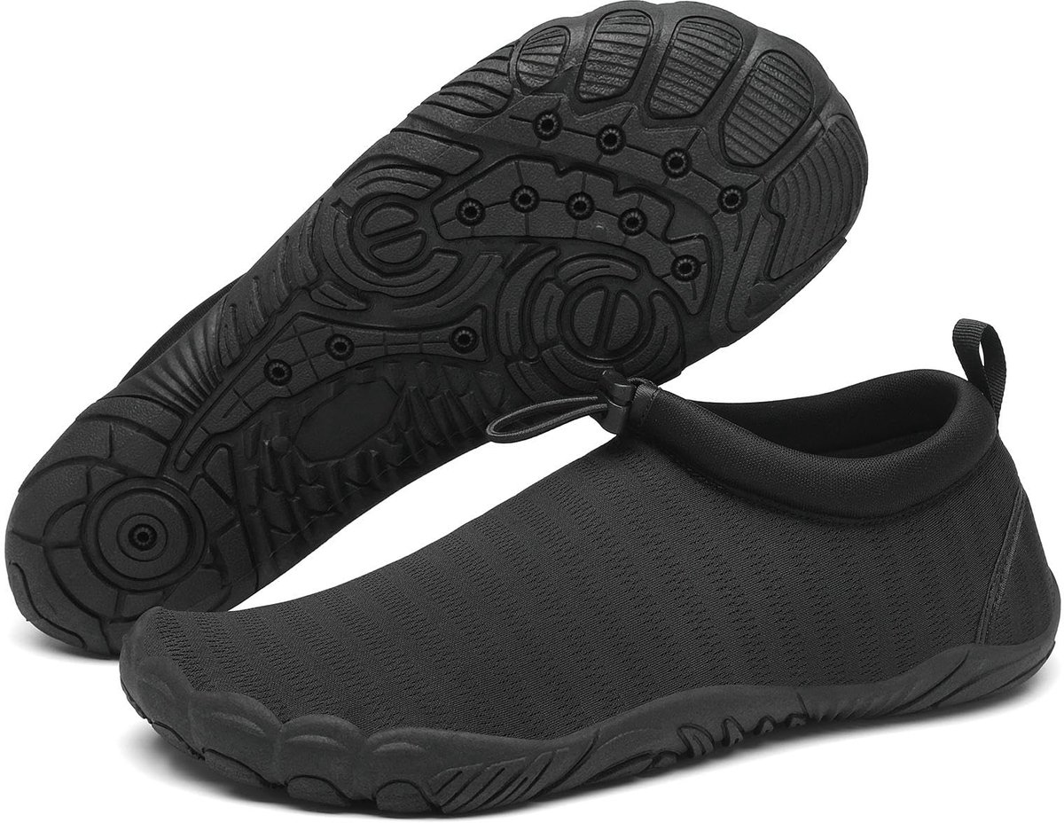 SnelShoppen - Antislip Badschoenen voor Dames en Heren, Sneldrogend en Lichtgewicht Waterschoenen Maat 36-46, Zwart, Ideaal voor Strand, Zwemmen en Wa