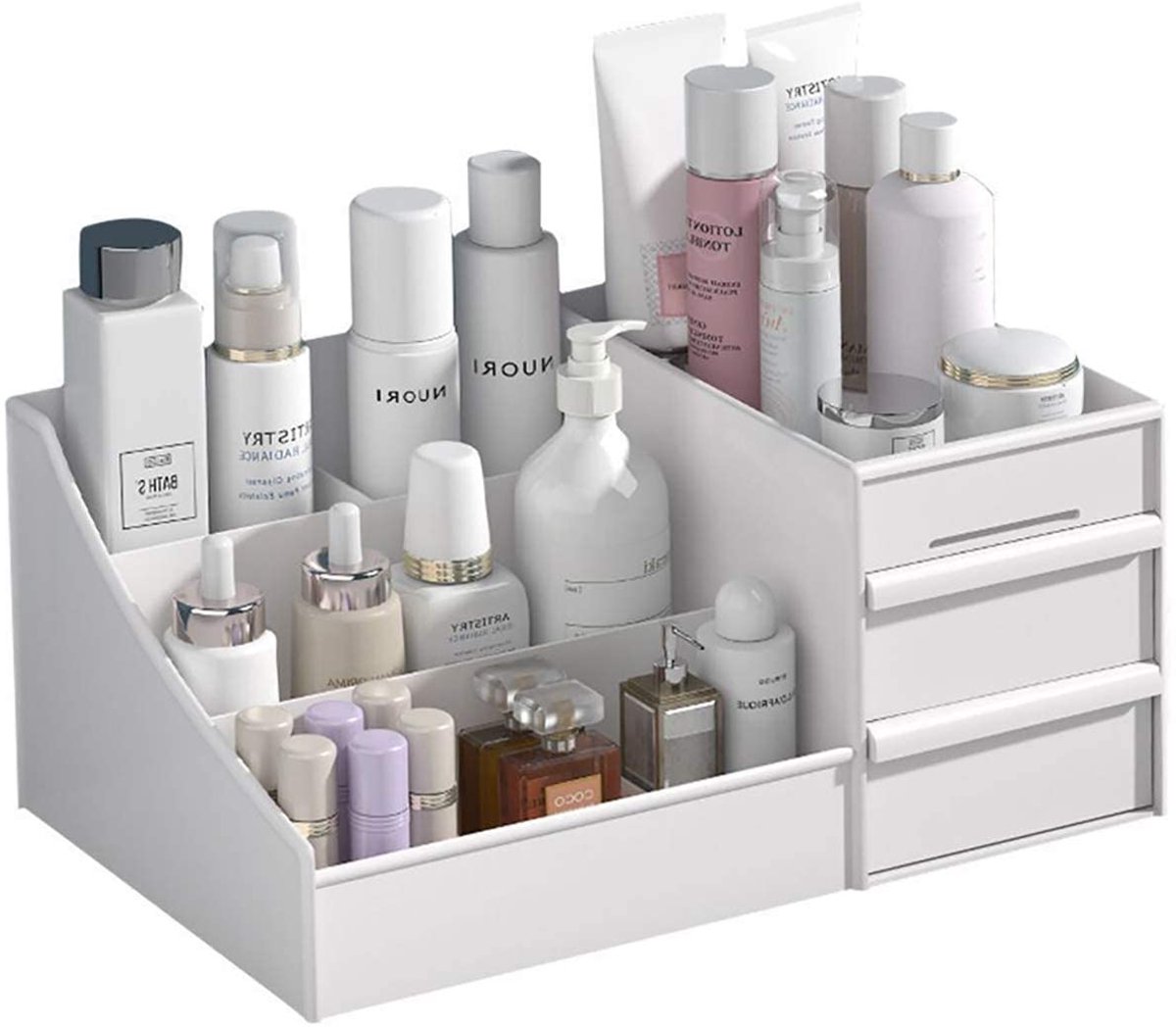 SnelShoppen - Huidverzorging Organizer - Make-up Bureau Organizer met Laden - Aanrecht Organizer voor Cosmetica - Ijdelheid Borstel met Houder voor Li