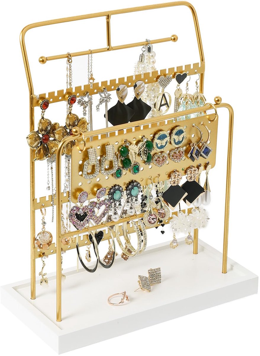 SnelShoppen - Gouden Sieradenstandaard voor Kettingen, Oorbellen, Armbanden en Ringen - Elegante Opbergoplossing - Perfect voor Thuis en op Reis - Sti