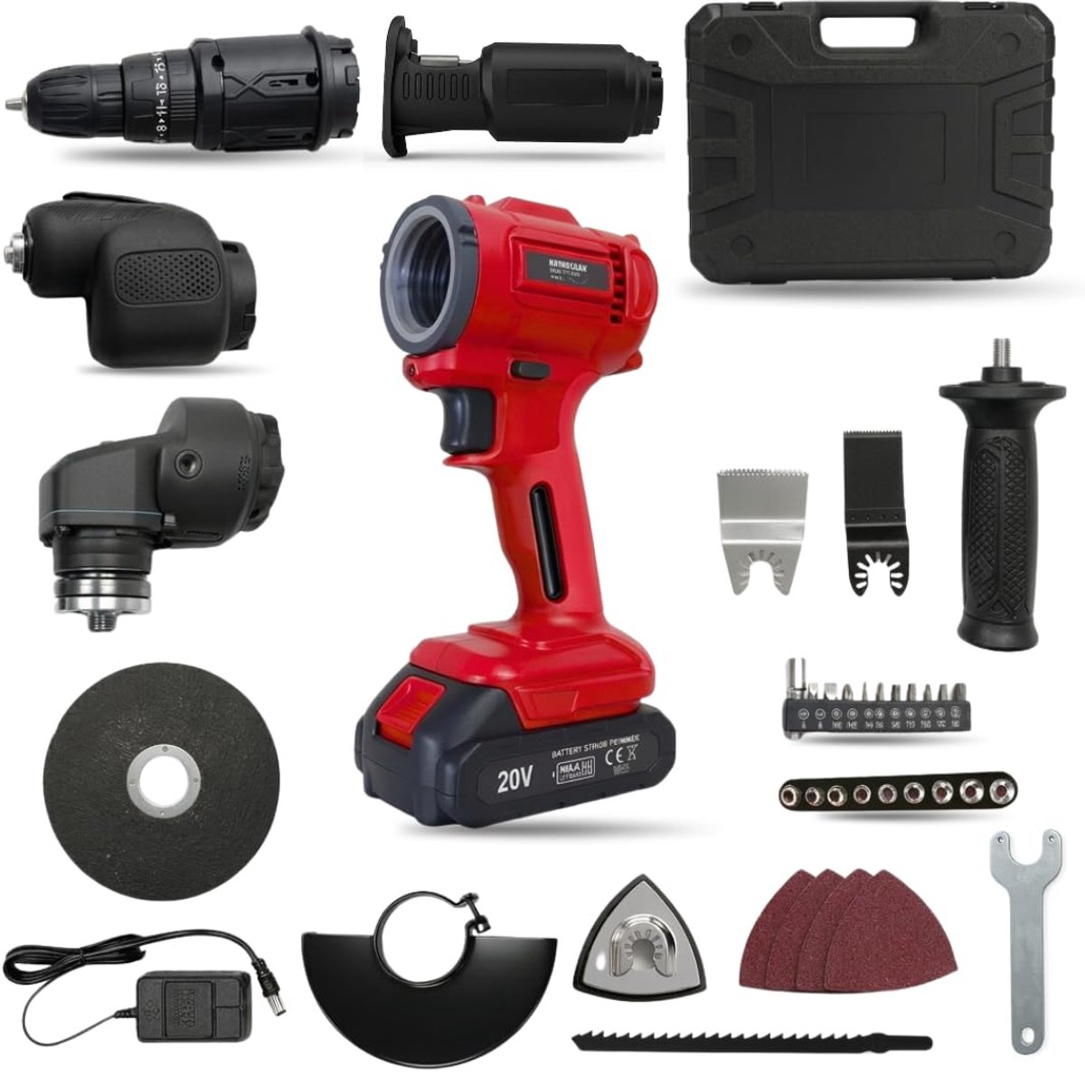 SnelShoppen - Rotorazer Multi System 10-in-1 Draadloze Multitool 20 V - Klopboormachine, Decoupeerzaag, Slijpmachine, Oscillerend, Complete Set met Ko