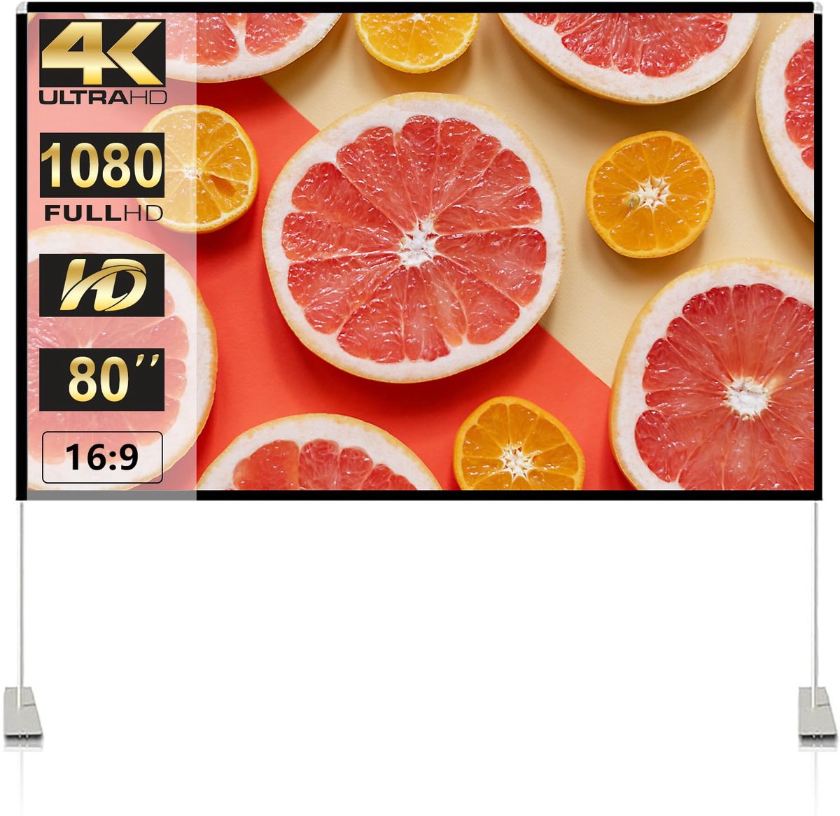 SnelShoppen - Draagbaar Projectiescherm 80 Inch - 16:9 4K HD Projectiescherm met Draagtas - Ideaal voor Thuisbioscoop, Tuin, Camping en Reizen